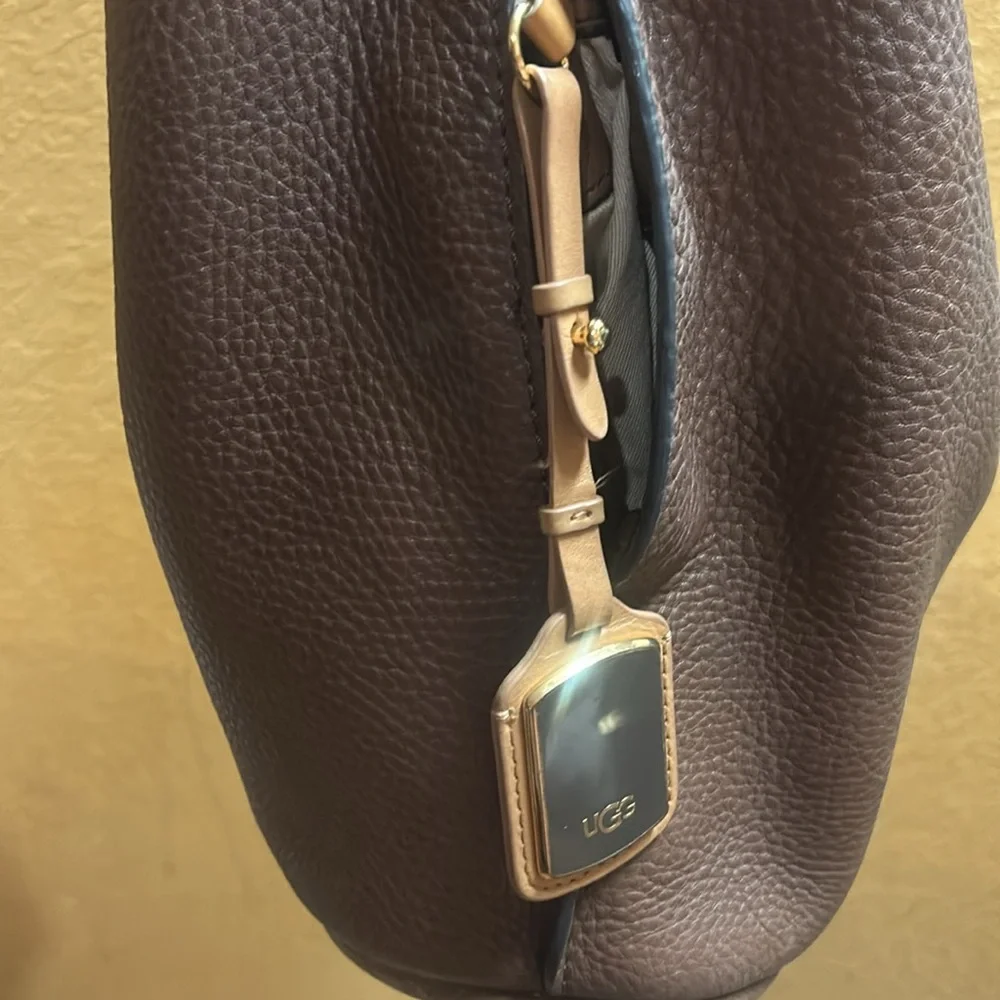 UGG Australia Brown Pebble Leather Hobo Handbag